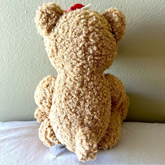 Teddy Bear Valentine’s Day Heart Bow Love Bear Brown Red Toy Fur Stuffed Animal - Picture 7 of 8